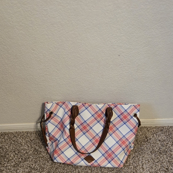Chic Plaid Tote with Brown Accents - Picture 4 of 7